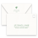 Green Chinoiserie Botanical Print Oval Rehearsal Dinner Invitation