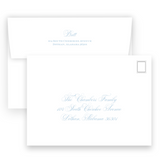 Blue Classic Calligraphy with Simple Border "Merry Christmas" Portrait Holiday Card