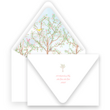 Watercolor Cherry Blossom Garden Scene Landscape Stationery