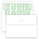 Watercolor Green Garland with Blue Ornaments Portrait Holiday Card