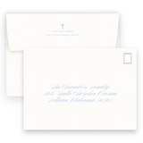 Blue & Grey Simple Cross with Detail Border Baptism Invitation