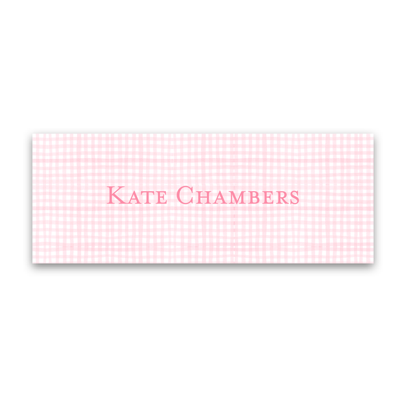 Girl's Pink Gingham Vinyl Sticker Label