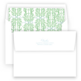 Watercolor Green Monogram Wreath with Blue Ribbon Bow Portrait Holiday Card
