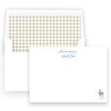 Blue Watercolor Deer with Bow Baby Stationery