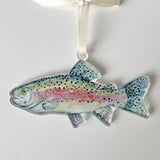 Chasing Rainbows trout Acrylic Christmas Ornament