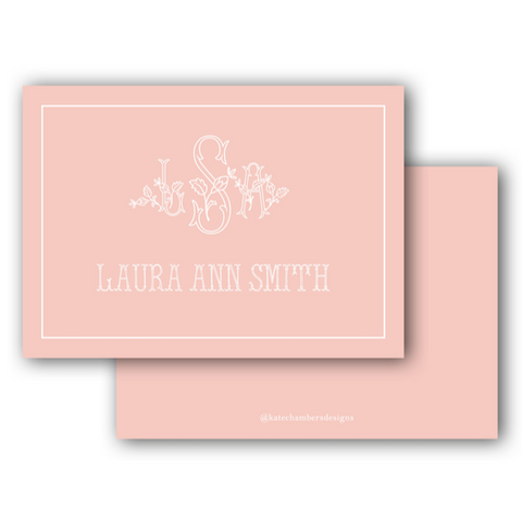 Simple Flourish Monogram with Border Landscape Women's Enclosure Card