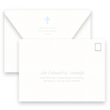 Baby Blue Simple Border with Cross Baptism Invitation