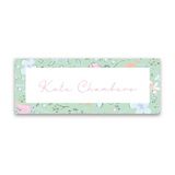 Girl's Watercolor Mint Floral Vinyl Sticker Label