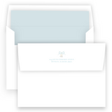 Watercolor Bell with Blue Bow and Ornaments Landscape Holiday Card