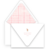 Pink Watercolor Deer with Bow Baby Stationery