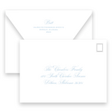 Blue Classic Calligraphy with Simple Border "Merry Christmas" Portrait Holiday Card