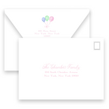 Watercolor Balloons with Dainty Dots Border Birthday Party Invitation