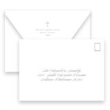 Blue Two-Tone Gingham with Simple Cross Baptism Invitation