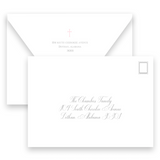 Pink Gingham Border with Cross Baptism Invitation