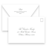 Casual Script "Peace, Joy, Love" Portrait Holiday Card