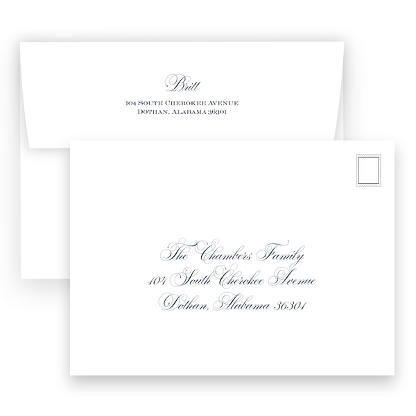 Navy and Blue Slanted Script "Joyeux Noel" Landscape Holiday Card