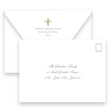 Multicolor Watercolor Floral Cross Baptism Invitation