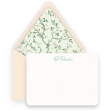 Floral Mint & Peach Chinoiserie Style Lined Women's Stationery