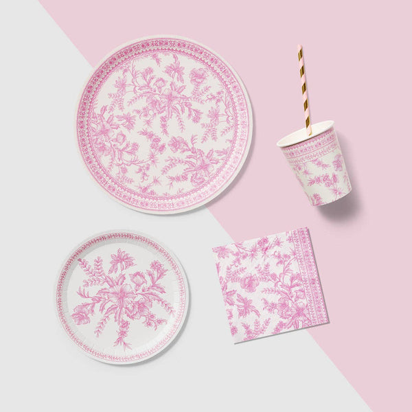 Pink Toile Large Plates (10 per pack)