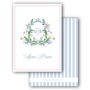 Watercolor Floral Wreath with Monogram Women's Enclosure Card