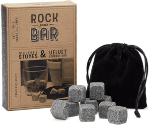 Two's Company Rock Your Bar Whiskey Stones and Storage Bag