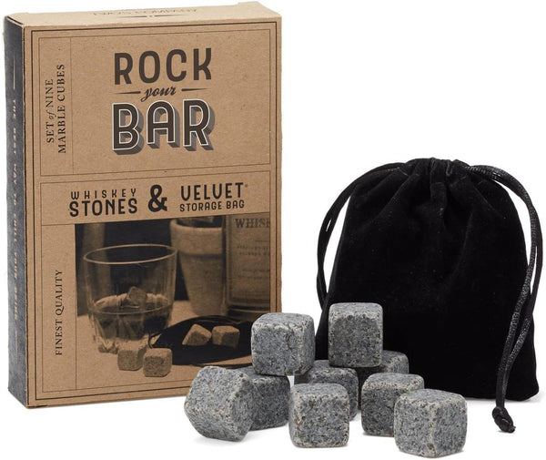 Two's Company Rock Your Bar Whiskey Stones and Storage Bag