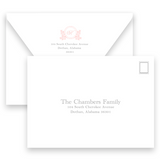 Girl's Pink Botanical Crest Landscape Birth Announcement