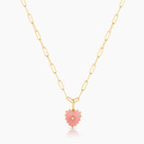 Thatch Jewelry Isabel Pink Heart Opal on Gold Paperclip Necklace
