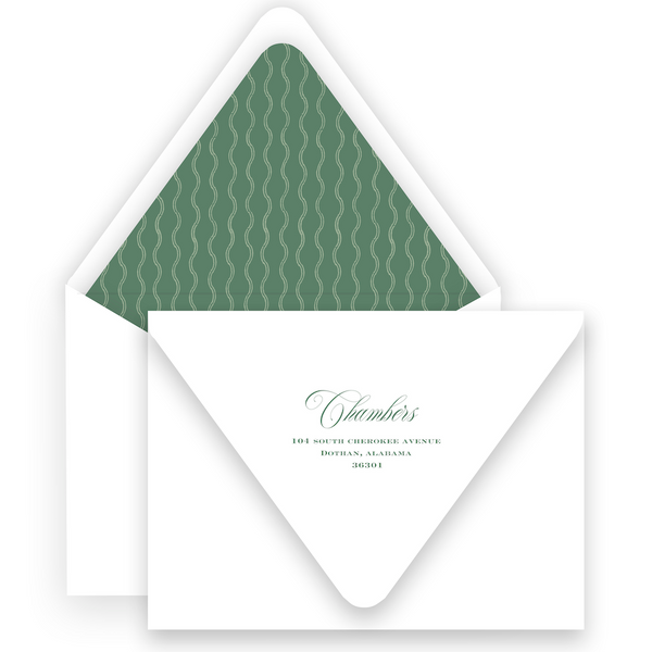 Green Double Wavy Border Portrait Holiday Card