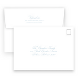 Blue, Mint & Green Calligraphy Script "Peace on Earth" Landscape Holiday Card