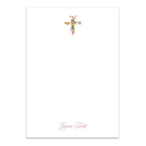 Women's Multi Floral Cross Custom Notepad