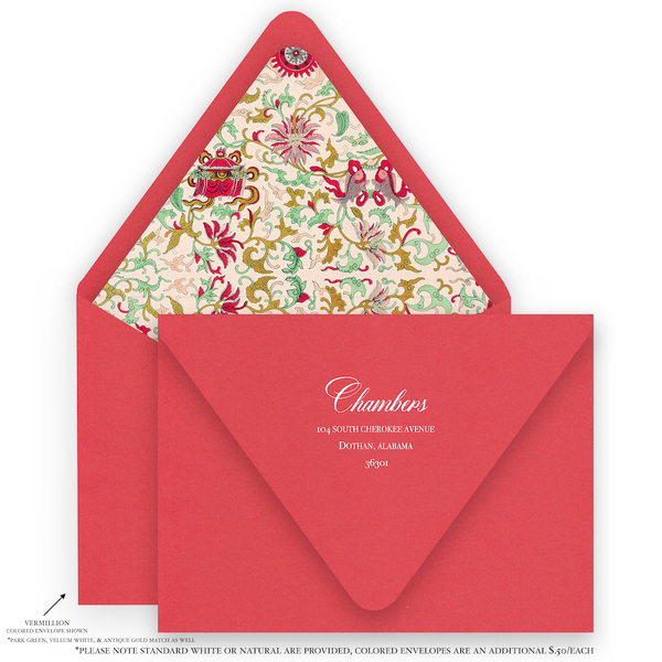 Red and Pink Border with Florentine Design "Happy Holidays" Landscape Holiday Card