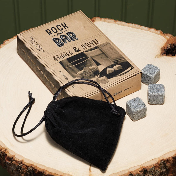 Two's Company Rock Your Bar Whiskey Stones and Storage Bag