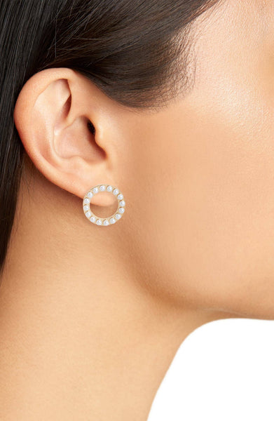 Structured Pearl Hoop Stud Earrings by Knotty Accessories