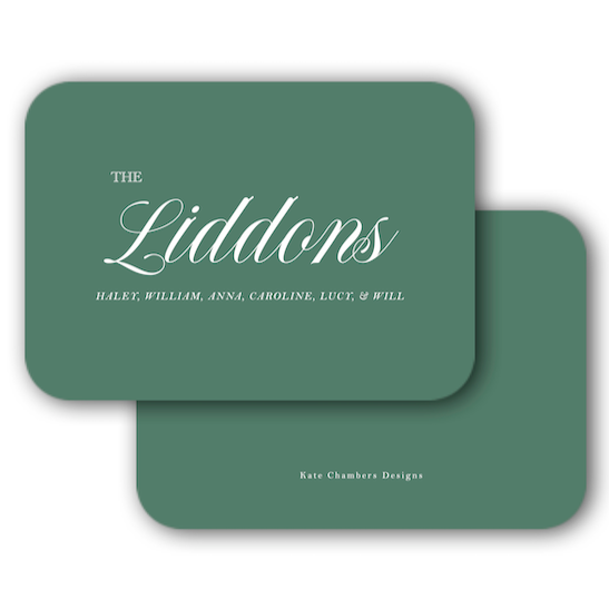 Simple Green Script Full Color Landscape Family Enclosure Card