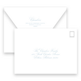 Blue, Mint & Green Calligraphy Script "Peace on Earth" Landscape Holiday Card