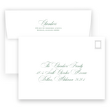 Green Greek Key Portrait Holiday Card