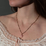 Thatch Jewelry Isabel Pink Heart Opal on Gold Paperclip Necklace