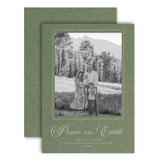 Classic "Peace on Earth" Portrait Foil Printed Photo Attached Holiday Card