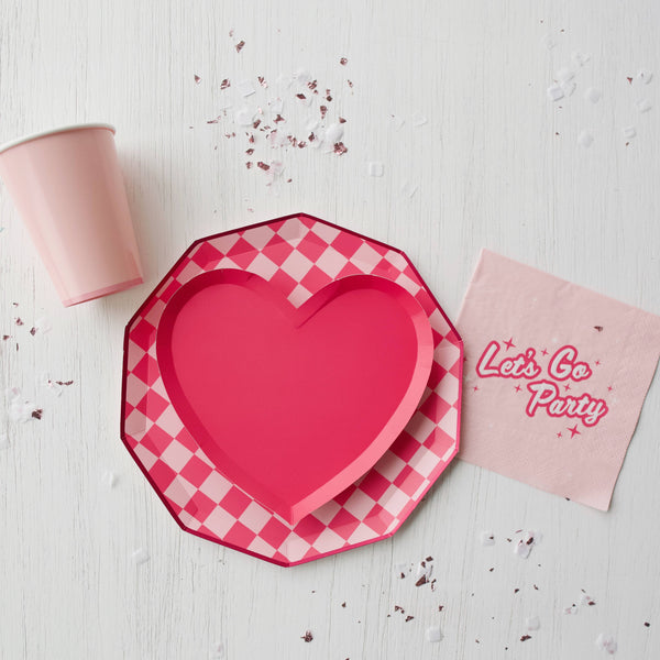 Pink Checkered Signature Dinner Plates