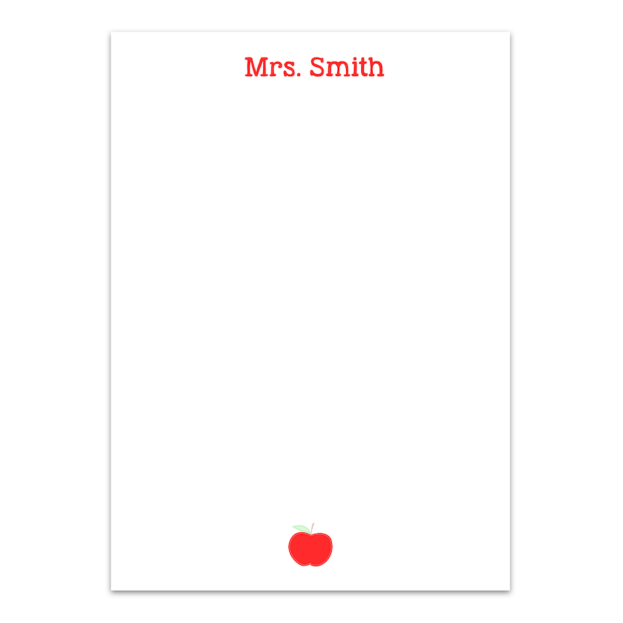 Teacher's Appreciation Apple Custom Notepad