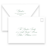Green Greek Key Portrait Holiday Card