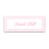 Girl's Pink Gingham Border Vinyl Sticker Label