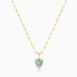 Thatch Jewelry Isabel Heart Amazonite Gold Paperclip Necklace