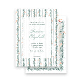 Watercolor Red Ribbon with Peach Berry Pine Garland Portrait Full Picture Holiday Card