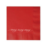 White on Red "Merry, Merry, Merry" Foil Print Cocktail Napkins, set of 20