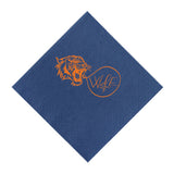 Orange on Navy "War Eagle, WDE" Auburn Gameday Foil Print Cocktail Napkins, set of 20