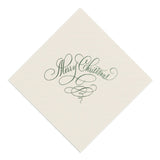 Forest on Ivory Merry Christmas Foil Printed Elegance Cocktail Napkins, set of 20