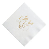 Custom Simple Slanted Couple's Script Name Printed Cocktail Napkins