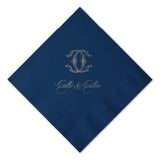 Custom Wedding Crest with Script Names Printed Cocktail Napkins